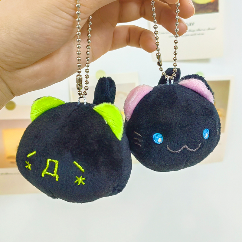 毛绒挂件黑色翘尾猫可爱