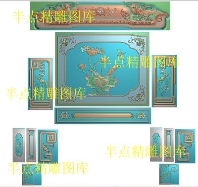 电脑沙发孔雀雕刻图