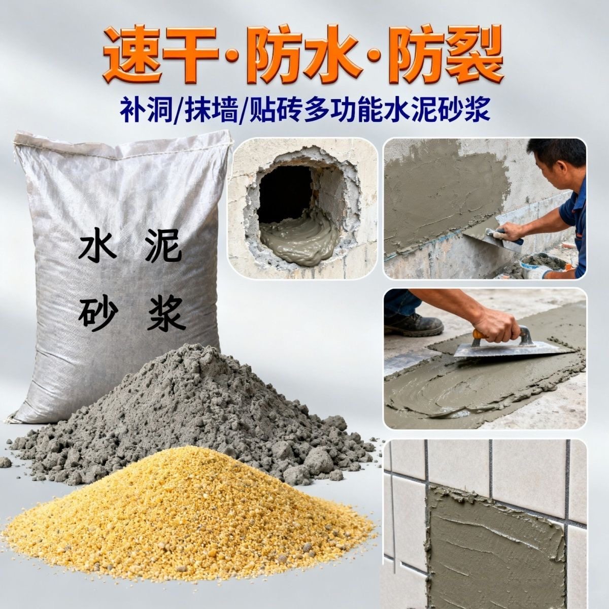 【现货直发】水泥砂浆家用速干墙面地面砂浆填缝修补抗裂堵漏袋装,基础建材,防水补漏用品,淘宝优惠券,粉丝福利购,淘宝优惠卷