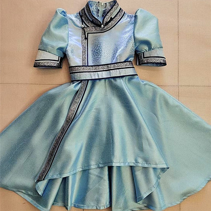连衣裙中长裙蒙古袍生活装马蹄袖公主裙女孩子服装拉链甜美不规则