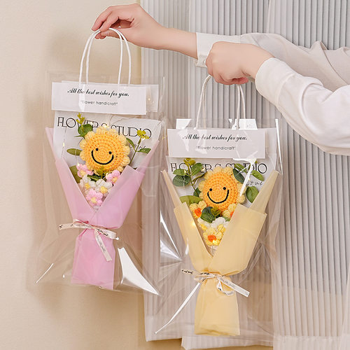 情人节创意玫瑰花向日葵手工编织毛线花束生日女朋友创意七夕礼物