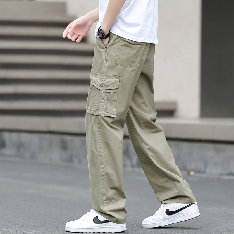 工装裤男士春秋新款裤子2025直筒多口袋纯棉宽松大码休闲长裤百搭