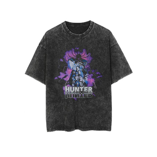 Jujutsu Kaisen动漫咒术回战复古高街水洗T恤短袖男女宽松上衣潮