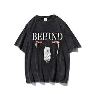 Jujutsu Kaisen动漫咒术回战五条悟复古水洗潮流短袖T恤男上衣ins