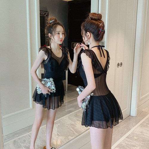 泳衣女遮肚显瘦黑色性感聚拢