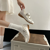 甜美芭蕾风白色蝴蝶结单鞋 内增高法式 新款 女2026春季 玛丽珍小皮鞋