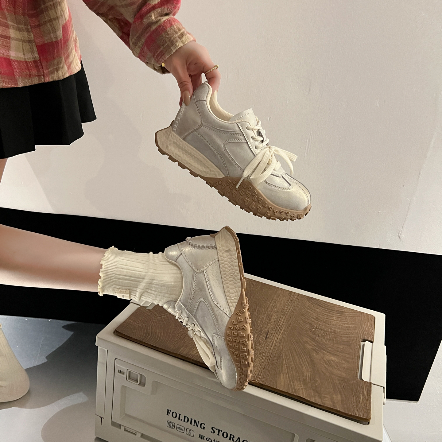 隐形增高7CM~真皮德训鞋女不累脚