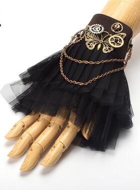 蒸汽朋克复古风黑蕾丝手链