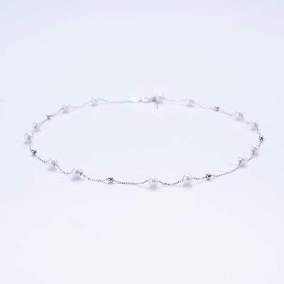 红桥珍珠 淡水有核珍珠满天星项链串链S925日常百搭