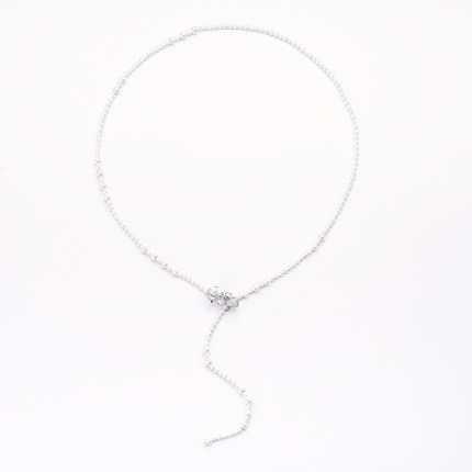 红桥珍珠 14K注金白色珍珠毛衣链4-7mm