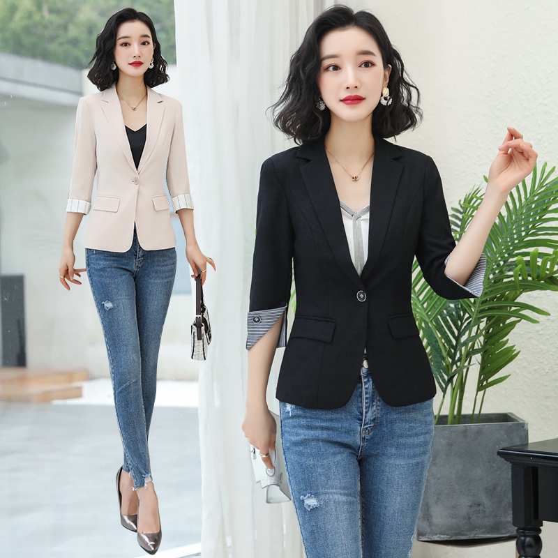 小西装外套女春秋季七分袖短款