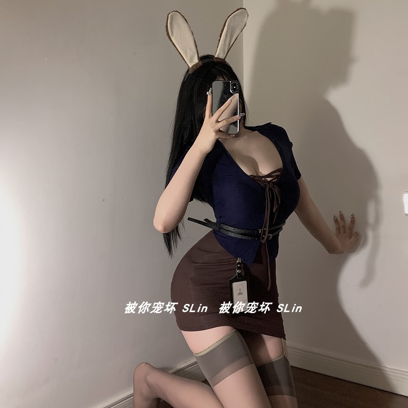 性感秘书夜店纯欲诱惑御姐短裙兔女郎cos制服套装抹胸紧身包臀裙