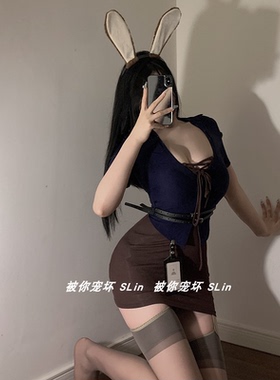 性感秘书夜店纯欲诱惑御姐短裙兔女郎cos制服套装抹胸紧身包臀裙