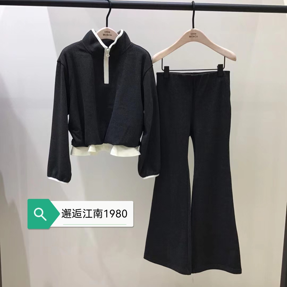 little moco专柜正品25年冬女童绒感立领长袖休闲套装KBE4SUT003
