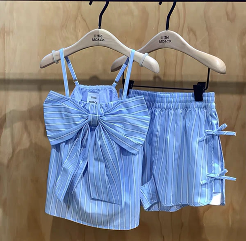 littlemoco专柜正品26年夏款女童蓝白条纹吊带背心上衣KBF2TOP001