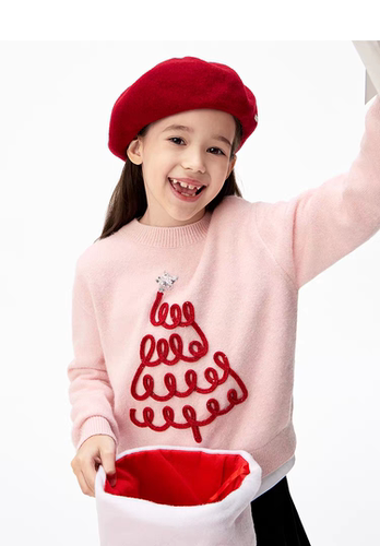 little moco专柜正品25年冬款男女童刺绣套头针织衫KBE4SWTT08K03