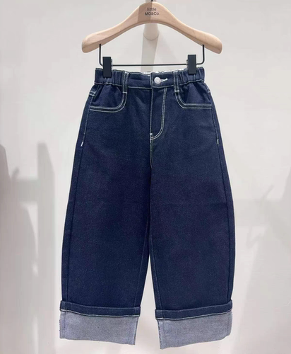 littlemoco专柜正品26年秋款男女童翻边弯刀裤牛仔裤KBF3JEN022
