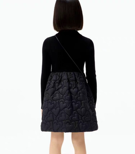 little moco童装25冬新年礼服女童爱心刺绣长袖连衣裙KBE4DRS009