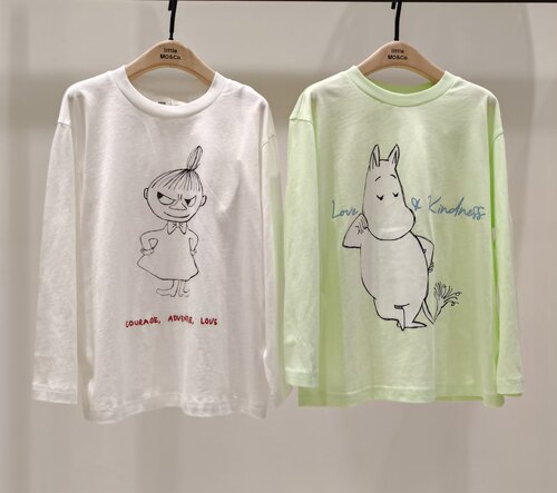 little moco专柜正品童装26夏款男女童纯棉长袖T恤衫KBF2TEE018