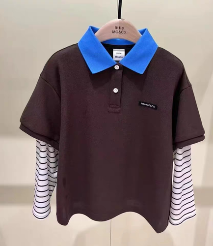 littlemoco专柜正品26年秋款男女童假两件长袖T恤KBF3TOP017