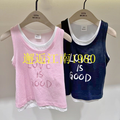 little moco专柜正品25春款女童撞色假两件背心上衣KB2VET002 269