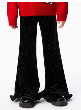 little moco专柜正品26年春款女童丝绒亮片微喇长裤KBF1PATT03