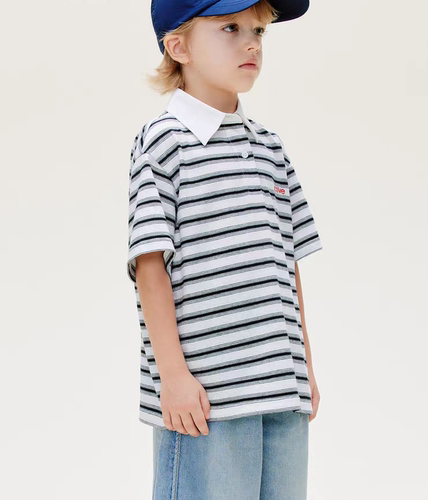 littlemoco专柜正品26年夏男童条纹翻领短袖POLO衫T恤KBF2TOP011