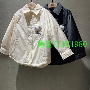 小moco专柜正品24年冬男女童三防羽绒服衬衫外套KBD4EIN007
