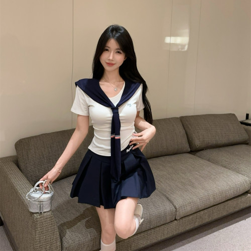 学院风辣妹套装女春夏两件套女
