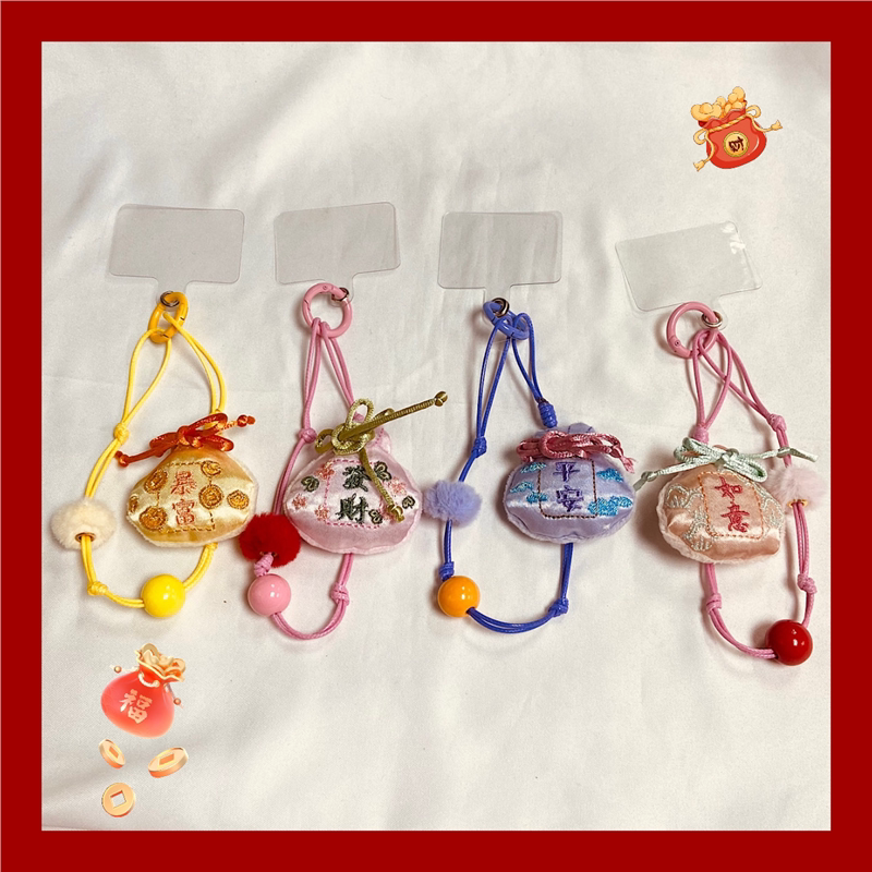 新年ins款福袋手机挂饰挂绳短款编织腕带相机钥匙扣挂链挂件
