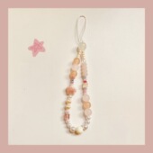 ins小众少女粉樱花串珠简约diy手机链条ccd相机包包挂件装 饰手提