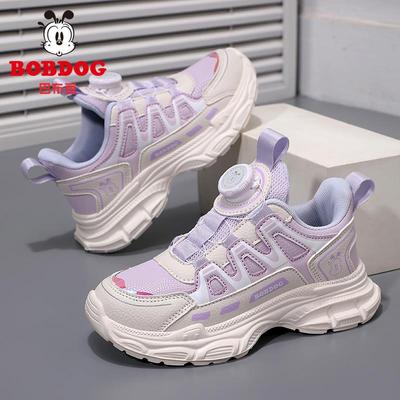 巴布豆童鞋女童运动鞋子秋冬季新款皮面防水儿童小学生百搭休闲鞋