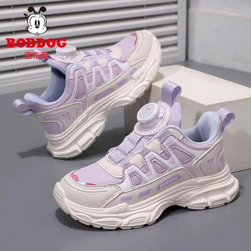 巴布豆童鞋女童运动鞋子秋冬季新款皮面防水儿童小学生百搭休闲鞋