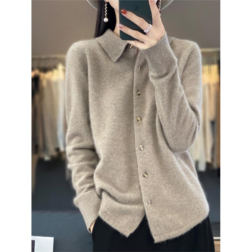 POLO领100羊毛针织衫女开