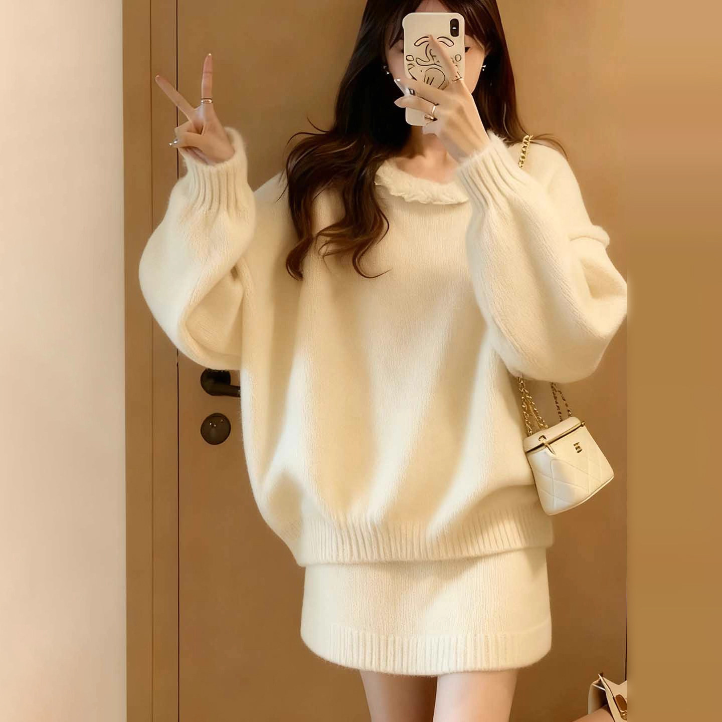 温柔风软糯针织套装女2025秋冬季慵懒高级感小个子毛衣半裙两件套