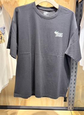 VANS 范斯 短袖T恤男灰色印花宽松舒适凉感防晒运动VN000TMXBLK