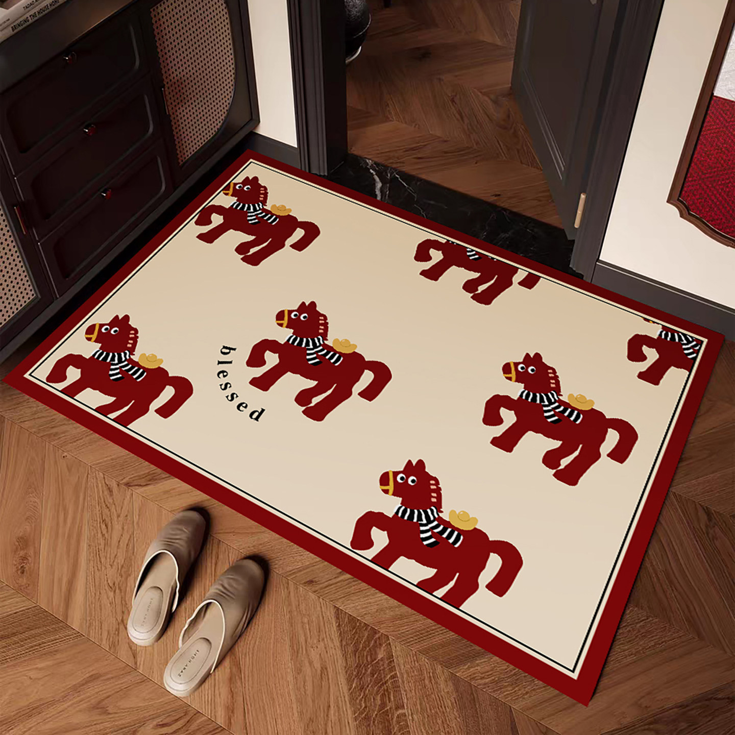 马年新年入门卡通红色进门门口脚垫家用进户门可裁剪入户门地垫,居家布艺,入户地垫,淘宝优惠券,粉丝福利购,淘宝优惠卷