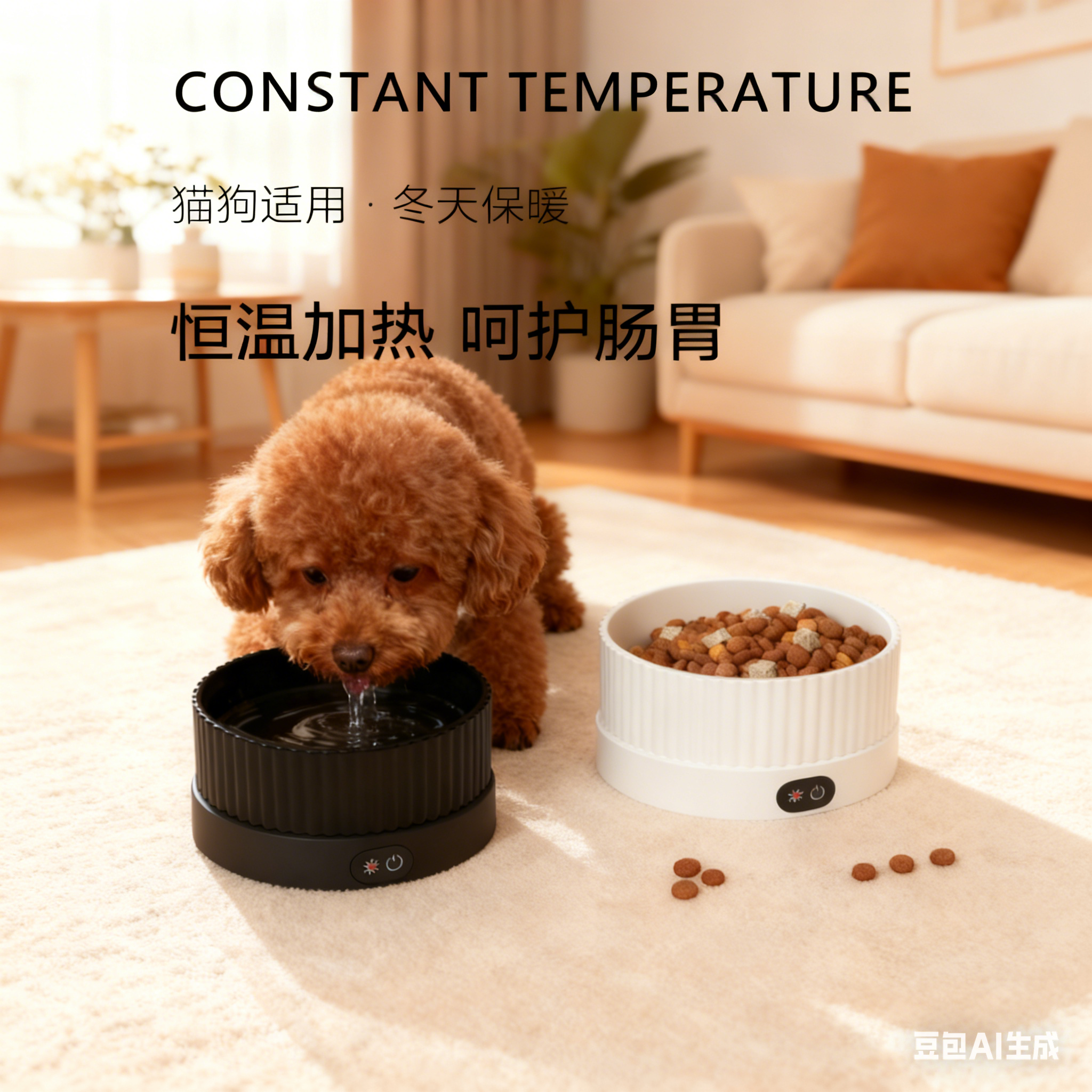 泰迪专用狗狗恒温水碗饮水器小狗冬天喝水保温加热器陶瓷碗喝水器