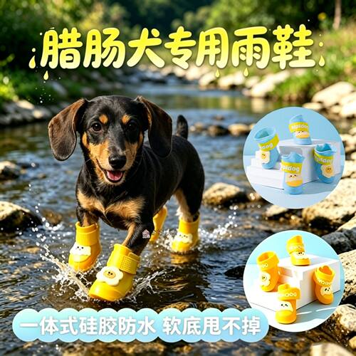 腊肠犬专用狗狗雨鞋脚套小狗鞋子外出软底甩不掉夏季透气一套4只