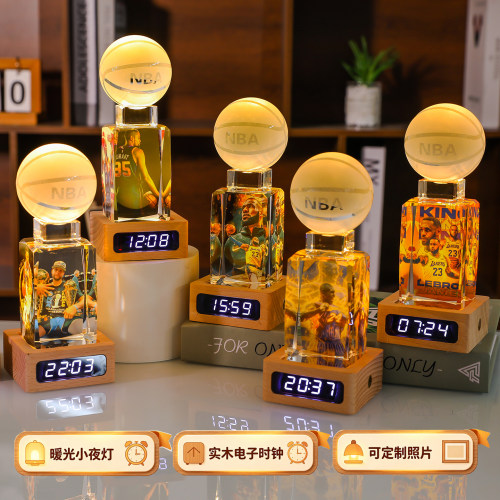 科比库里发光水晶篮球手办夜灯
