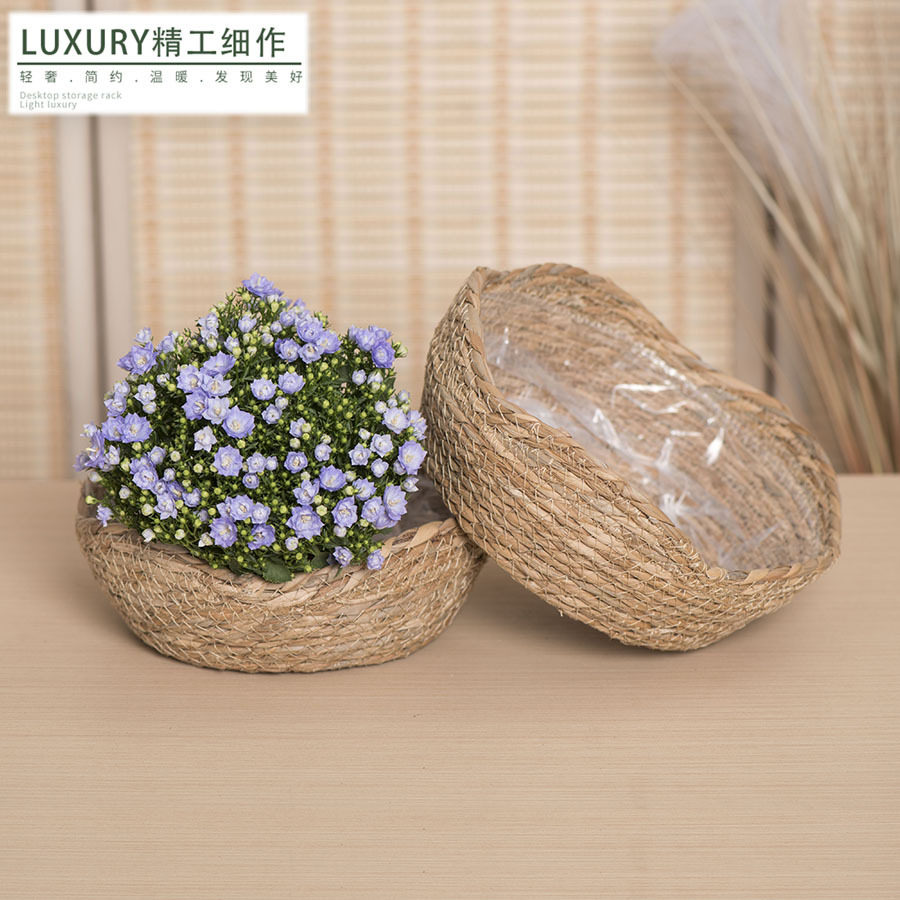 手工编织田园风花盆草编植物鲜花绿植收纳篮创意摄影摆拍上镜道具,家居饰品,花篮,淘宝优惠券,粉丝福利购,淘宝优惠卷