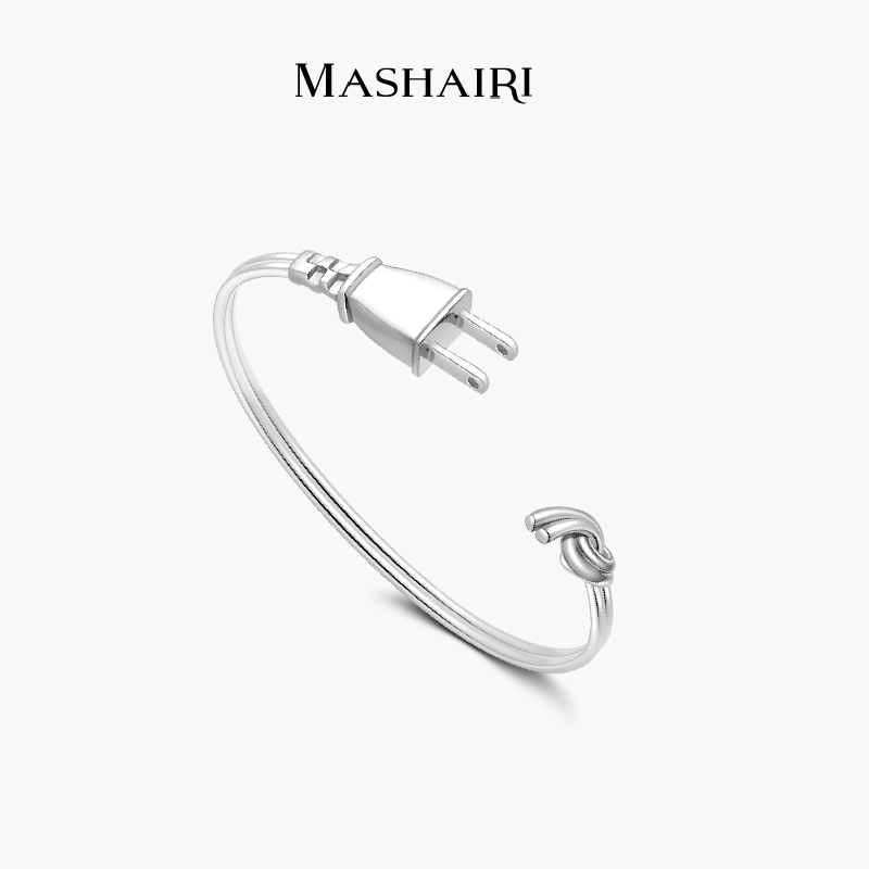MASHAIRI开口手镯女纯银手镯ins小众设计腕饰手镯送女友生日礼物