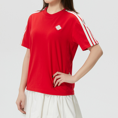 正品ADIDAS阿迪达斯三条纹女T恤