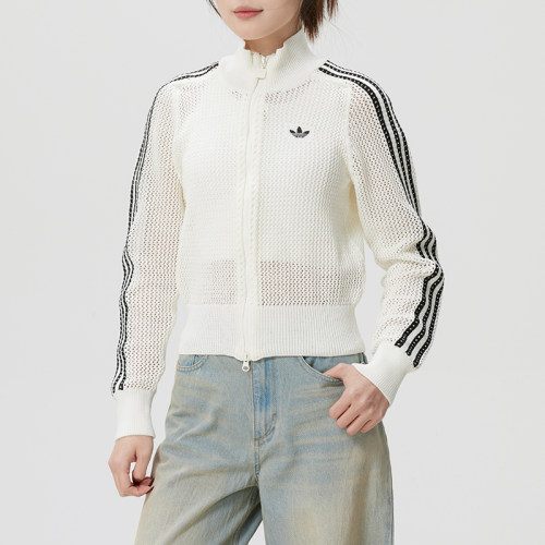 阿迪达斯三叶草女款透气针织外套