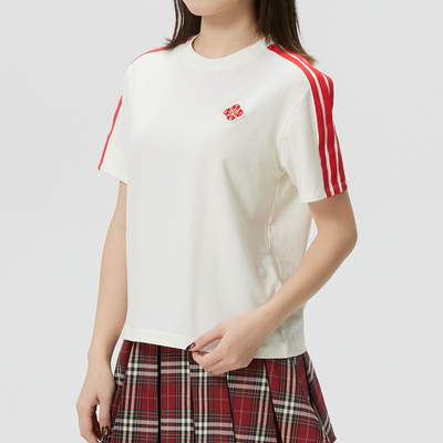 正品ADIDAS阿迪达斯三条纹女T恤
