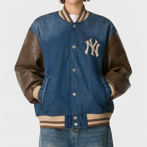 新款正品MLB简约LOGO百搭男女情侣保暖时尚潮流运动休闲棉服外套