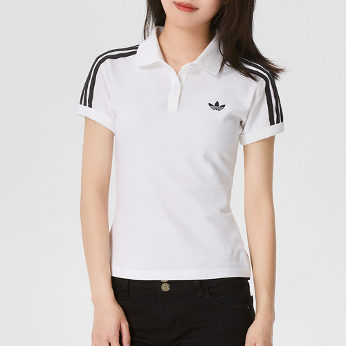 正品ADIDAS阿迪达斯三叶草女简约舒适修身运动休闲POLO短袖KD3697