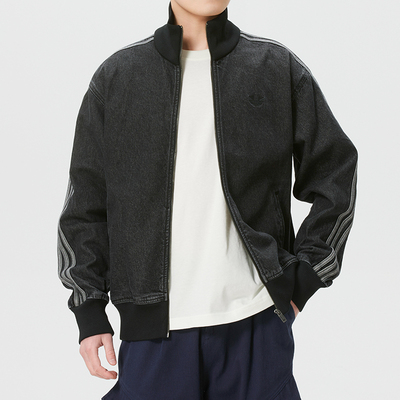 ADIDAS三叶草男三条纹牛仔夹克