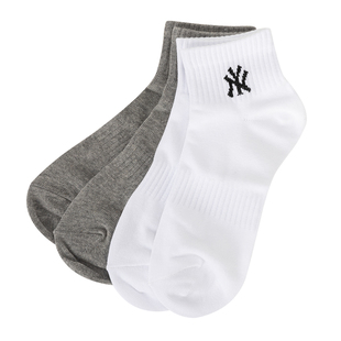 正品MLB简约字母LOGO百搭舒适透气男女运动休闲两双短袜3ASOS044N