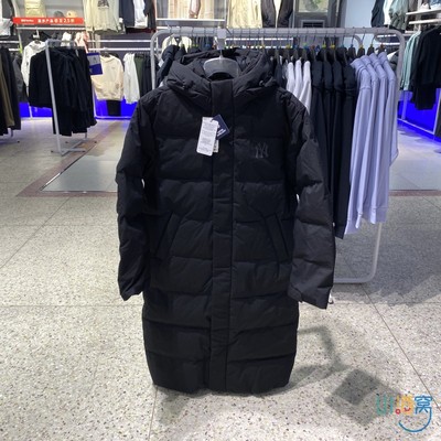 新款MLB男女款连帽长款羽绒服